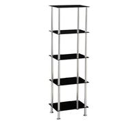 Modernique Square Tempered Glass Tier Shelf Storage Unit with Chrome Stand in Black | Size: Large Modernique Black L