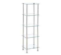 Modernique Square Tempered Glass Tier Shelf Storage Unit with Chrome Stand in Clear | Size: Large Modernique Clear Large