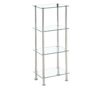 Modernique Square Tempered Glass Tier Shelf Storage Unit with Chrome Stand in Clear | Size: 4m Modernique Clear 4m