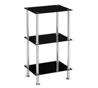 Modernique Square Tempered Glass Tier Shelf Storage Unit with Chrome Stand in Black | Size: Small Modernique Black S