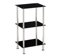 Modernique Square Tempered Glass Tier Shelf Storage Unit with Chrome Stand in Black | Size: Small Modernique Black S