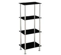 Modernique Square Tempered Glass Tier Shelf Storage Unit With Chrome Stand