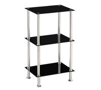 Modernique Square Tempered Glass Tier Shelf Storage Unit With Chrome Stand