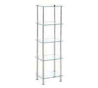 Modernique Square Tempered Glass Tier Shelf Storage Unit With Chrome Stand In Clear Clear Large