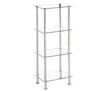 Modernique Square Tempered Glass Tier Shelf Storage Unit With Chrome Stand