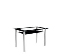 Modernique Tempered Glass 105 Cm Dining Table In Black Black One Size
