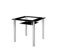Modernique Tempered Glass 80 Cm Dining Table In Black Black One Size