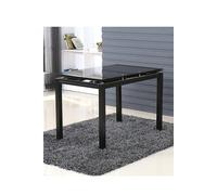 Modernique Tempered Glass Extending Large Dining Table 110 Cm To 170 Cm In Black Black One Size