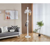 Modernique Vintage Style Coat Stand Rack in White Black Brown & Grey 198 cm Tall (White)