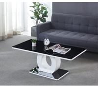 Modernique White Gloss Finish Black Tempered Glass Top Coffee Table