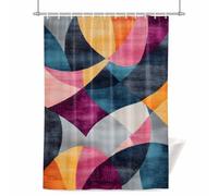 Modernism Art Shower Curtain for Bathroom, Multi Color Geometric Color Block Waterproof Cloth Fabric Bathroom Accessories Set with 12 Rust Proof Plastic Hooks, 72” x 84”