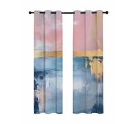 Modernism Blackout Curtains for Bedroom Living Room, Simple Blue Gary Gradient Collage Art 84 In Long Thermal Insulated Room Darkening Drapes Grommet Window Treatments, 52 x 84 In
