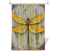 Modernism Dragonfly Shower Curtain for Bathroom, Retro Oil Painting Hand Painted Waterproof Cloth Fabric Bathroom Accessories Set with 12 Rust Proof Plastic Hooks, 56” x 78”
