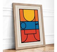 Modernism Geometric Framed Wall Art Print A2 (59.4×42cm) Oak, Wall Decor