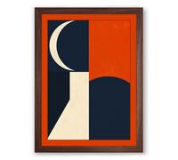 Modernism Geometric Framed Wall Art Print A2 (59.4×42cm) Walnut, Wall Decor for Living Room, Bedroom, Office & Home, Ready to Hang, Art Gift
