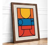 Modernism Geometric Framed Wall Art Print A4 (29.7×21cm) Walnut, Wall