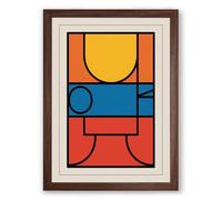 Modernism Geometric Framed Wall Art Print A4 (29.7×21cm) Walnut, Wall Decor for Living Room, Bedroom, Office & Home, Ready to Hang, Art Gift