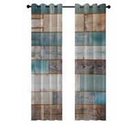 Modernism Impressionist Style Blackout Curtains for Bedroom Living Room, Retro Wood Grain 84 In Long Thermal Insulated Room Darkening Drapes Grommet Window Treatments, 42 x 84 In