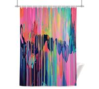 Modernism Shower Curtain for Bathroom, Abstract Simple Pink Green Gradient Collage Art Waterproof Cloth Fabric Bathroom Accessories Set with 12 Rust Proof Plastic Hooks, 66” x 72”