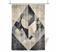 Modernism Shower Curtain for Bathroom, Beige Blue Triangular Color Block Waterproof Cloth Fabric Bathroom Accessories Set with 12 Rust Proof Plastic Hooks, 72” x 96”