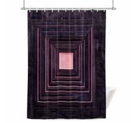 Modernism Shower Curtain for Bathroom, Black Purple Angular Minimalist Line Waterproof Cloth Fabric Bathroom Accessories Set with 12 Rust Proof Plastic Hooks, 72” x 96”