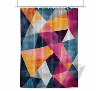Modernism Shower Curtain for Bathroom, Blue Pink Yellow Angular Color Block Waterproof Cloth Fabric Bathroom Accessories Set with 12 Rust Proof Plastic Hooks, 72” x 72”