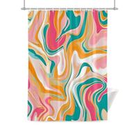 Modernism Shower Curtain for Bathroom, Impressionist Theme Colored Water Ripple Waterproof Cloth Fabric Bathroom Accessories Set with 12 Rust Proof Plastic Hooks, 72” x 84”