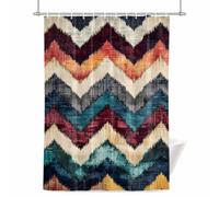 Modernism Shower Curtain for Bathroom, Multi Color Zigzag Modern Design Waterproof Cloth Fabric Bathroom Accessories Set with 12 Rust Proof Plastic Hooks, 56” x 78”