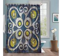 Modernism Shower Curtain with 12 Hooks Gary Flowers National Style Ornament Waterproof Fabric Shower Curtains Sets for Bathroom Bath Decorations, Machine Washable, 36"x72"