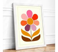 Modernist Bloom Mid-Century Framed Wall Art Print A2 (59.4×42cm) White, Wall Decor for Living Room, Bedroom, Office & Home, Ready to Hang, Art Gift