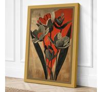 Modernist Floral Fan Art Deco Canvas Wall Art Print 30x20 Inch