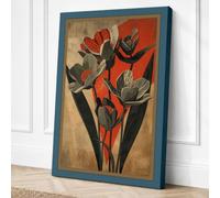 Modernist Floral Fan Art Deco Canvas Wall Art Print 30x20 Inch