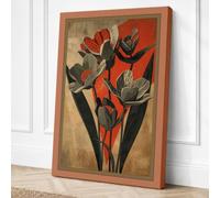 Modernist Floral Fan Art Deco Canvas Wall Art Print 36x24 Inch