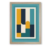 Modernist Geometry Art Deco Framed Wall Art Print A1 (84.1×59.4cm) Oak, Wall Decor for Living Room, Bedroom, Office & Home, Ready to Hang, Art Gift