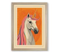 Modernist Horse Head Geometric Framed Wall Art Print A1 (84.1×59.4cm) Oak, Wall Decor for Living Room, Bedroom, Office & Home, Ready to Hang, Art Gift