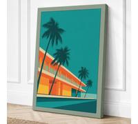 Modernist Palms and Form Canvas Wall Art Print 24x16 Inch (61 x 41 cm)