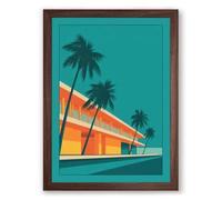 Modernist Palms and Form Mid-Century Framed Wall Art Print A2 (59.4×42cm) Walnut, Wall Decor for Living Room, Bedroom, Office & Home, Ready to Hang, Art Gift