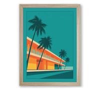 Modernist Palms and Form Mid-Century Framed Wall Art Print A4 (29.7×21cm) Oak, Wall Decor for Living Room, Bedroom, Office & Home, Ready to Hang, Art Gift