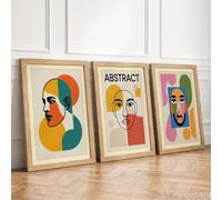 Modernist Portraits Trio Mid-Century Set of 3 Framed Wall Art Prints A3