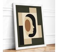 Modernist Profile Study Art Deco Framed Wall Art Print A1 (84.1×59.4cm) White, Wall Decor for Living Room, Bedroom, Office & Home, Ready to Hang, Art Gift