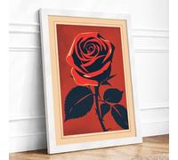 Modernist Rose Mid-Century Framed Wall Art Print A1 (84.1×59.4cm) White, Wall Decor for Living Room, Bedroom, Office & Home, Ready to Hang, Art Gift