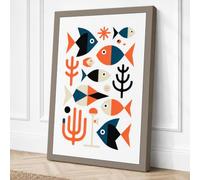Modernist Sea Forms Canvas Wall Art Print 18x12 Inch