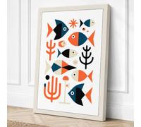 Modernist Sea Forms Canvas Wall Art Print 18x12 Inch