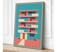 Modernist Urban Apartment Canvas Wall Art Print 24x16 Inch | Sage