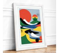 Modernist Waves Geometric Framed Wall Art Print A1 (84.1×59.4cm) White, Wall Decor for Living Room, Bedroom, Office & Home, Ready to Hang, Art Gift