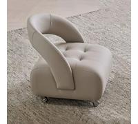 ModernLowBackLeatherRollingStoolwithWheelsSmallOttomanFootrestforCouchSpongeFilledCushionLightGreyVersatileBenchSeatforHomeorOffice