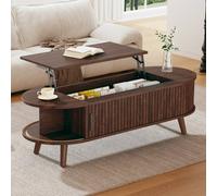 ModernLuxe Lift top oval coffee table with hidden storage compartment in Walnut ModernLuxe Walnut