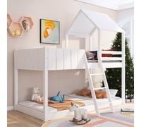 ModernLuxe Wooden single over single bunk bed with ladder & guard rail in White ModernLuxe White Single