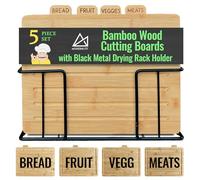 MODERNLYST Wood Cutting Board Set with Holder 13"x11"x 3" | Wooden Cutting Boards for Kitchen | Labeled Chopping Board Sets | Large Bamboo Cutting Board Sets with Stand | Chopping Boards for Kitchen
