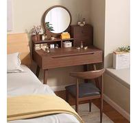 ModernMakeupTable with Mirror 2 Der Dressing Table for Girls Brown Bedroom Fur Set with Stool and Functal